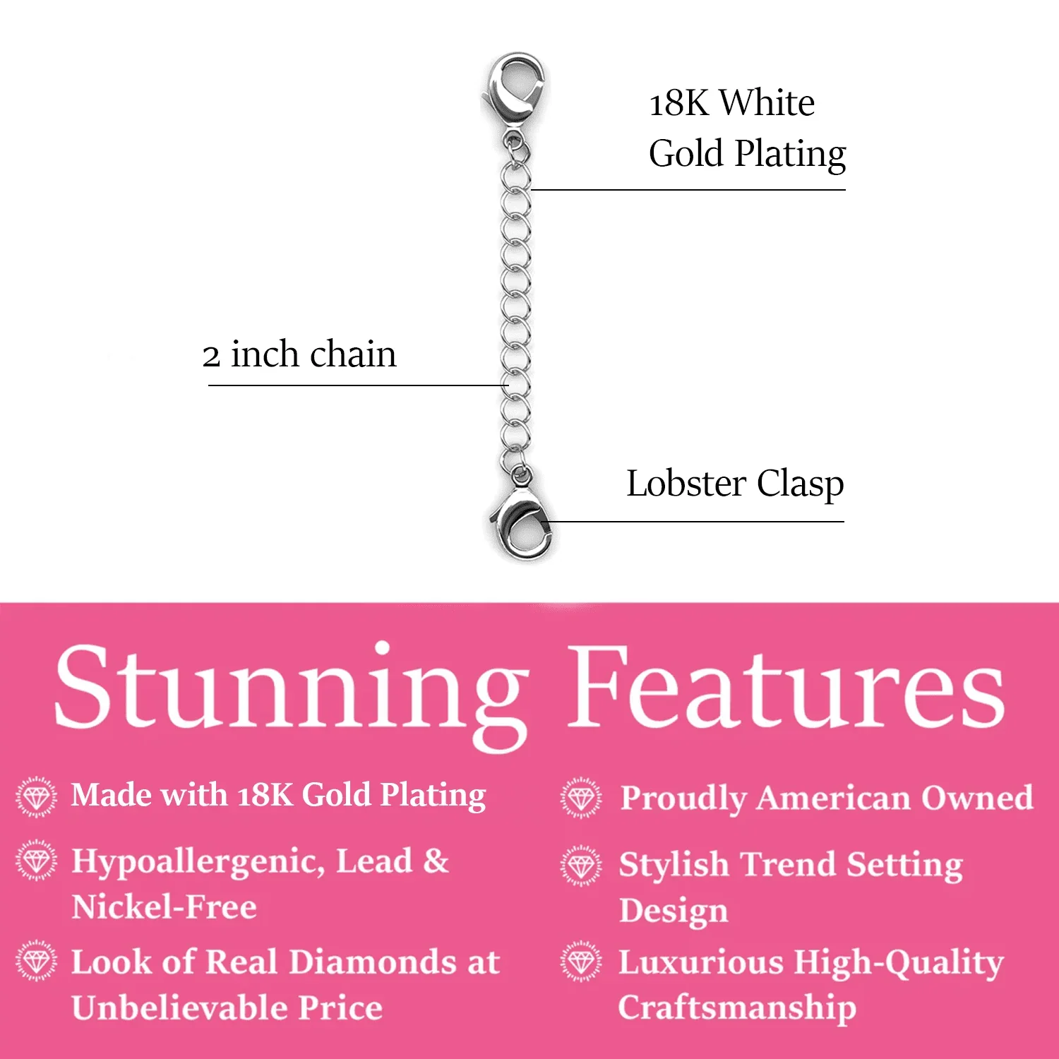 18k White Gold Plated Necklace Extenders - Image 10