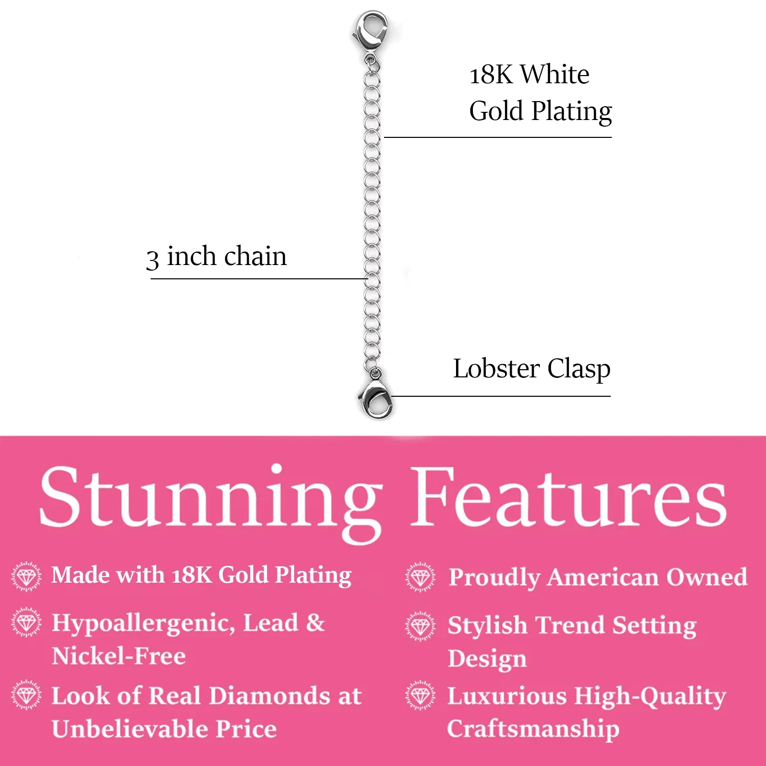 18k White Gold Plated Necklace Extenders - Image 12