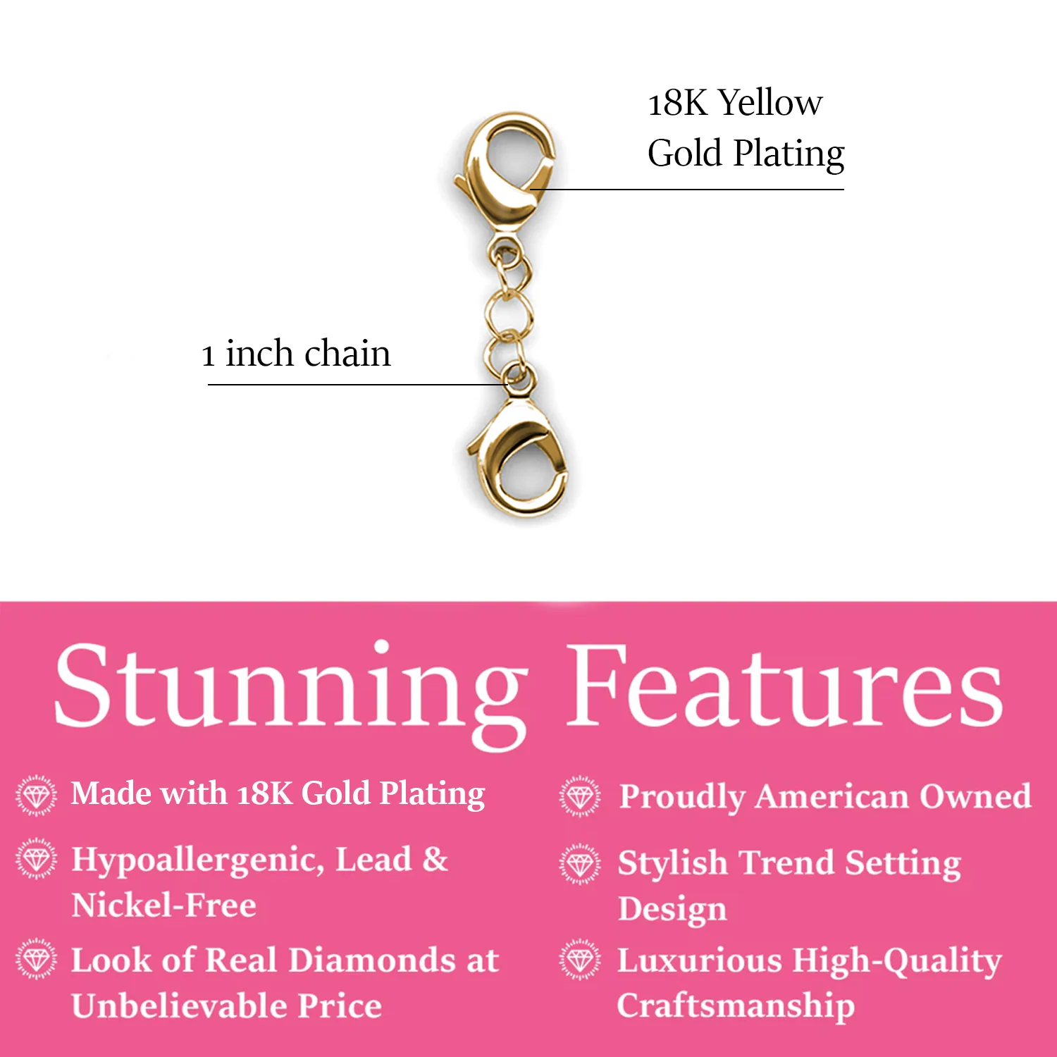 18k White Gold Plated Necklace Extenders - Image 14