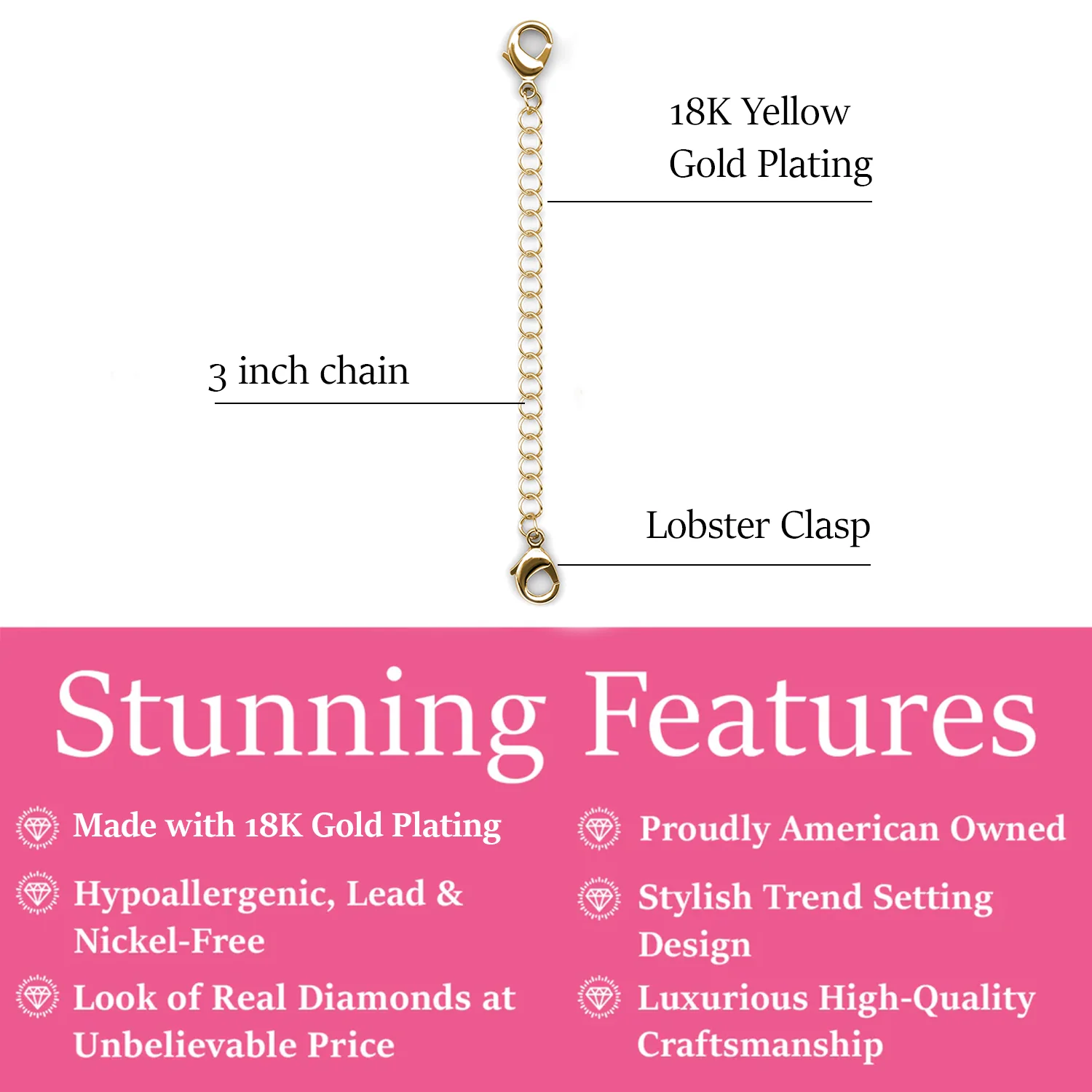 18k White Gold Plated Necklace Extenders - Image 15