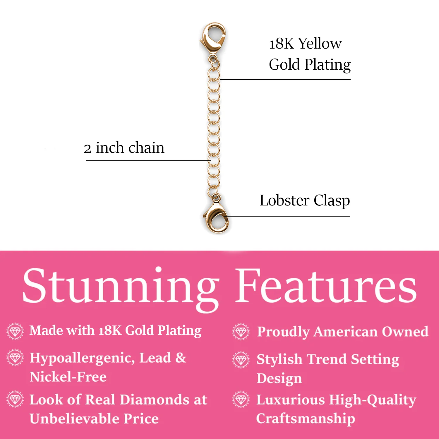 18k White Gold Plated Necklace Extenders - Image 17