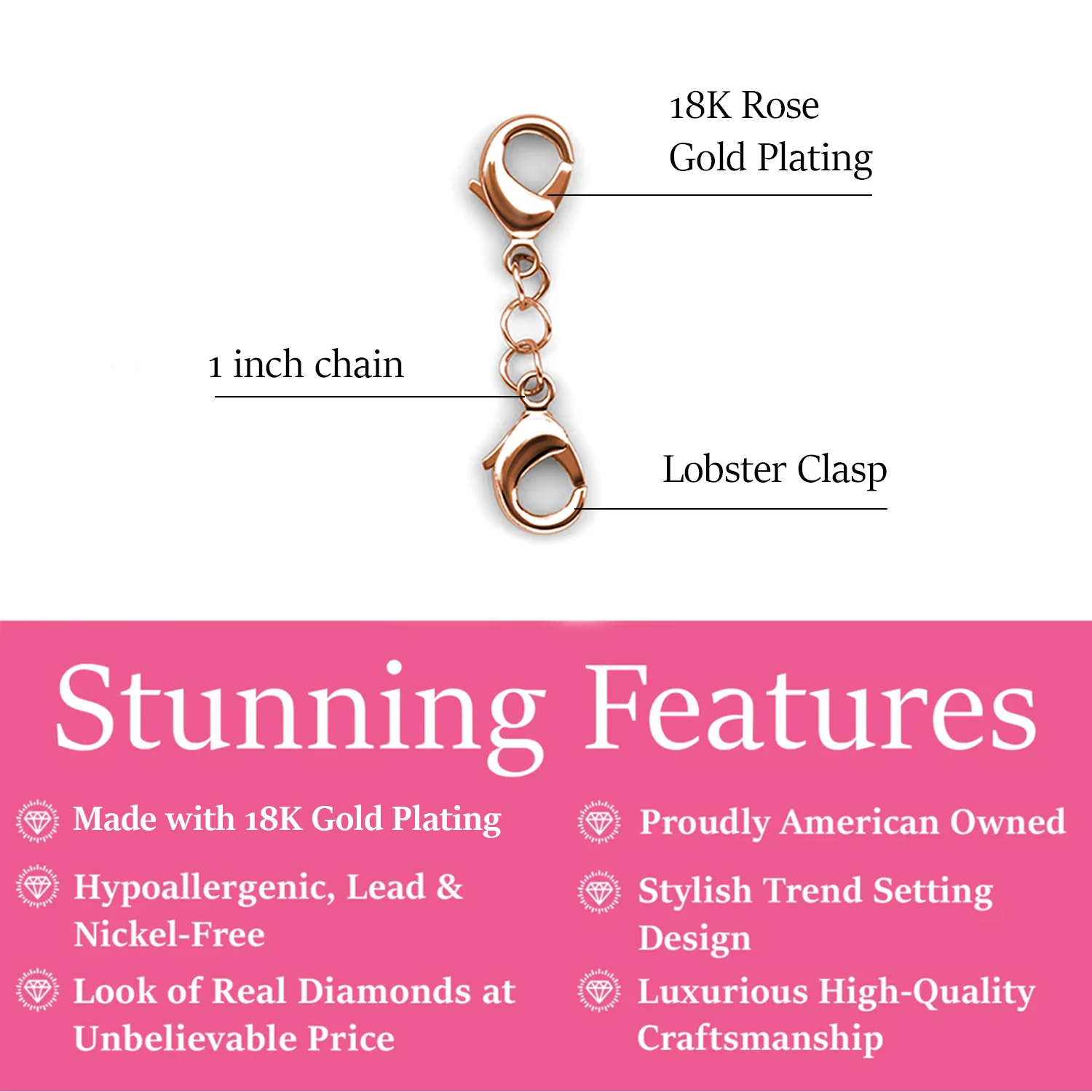 18k White Gold Plated Necklace Extenders - Image 20