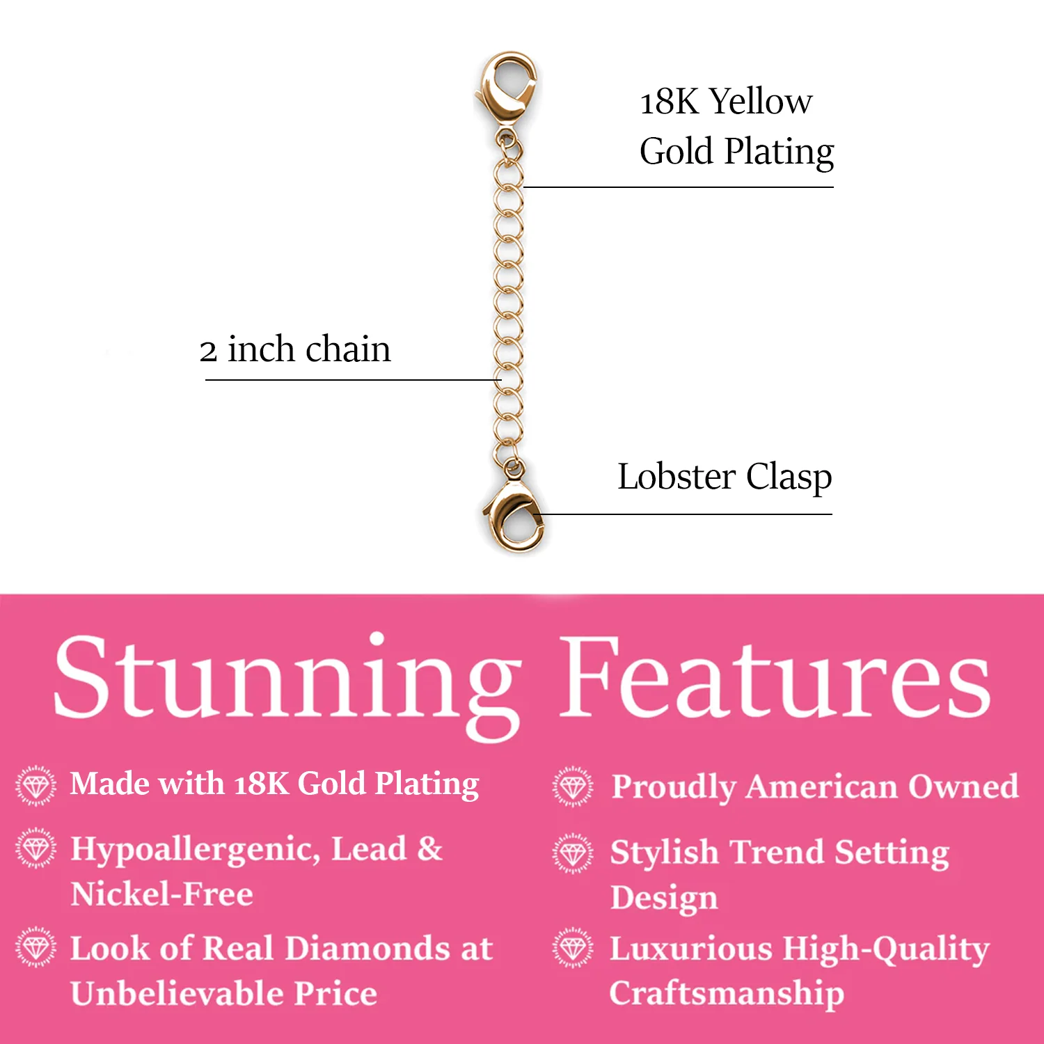 18k White Gold Plated Necklace Extenders - Image 22