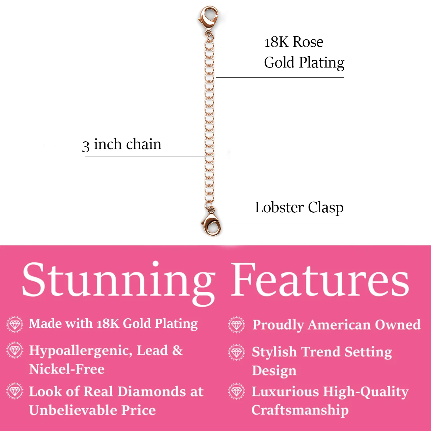 18k White Gold Plated Necklace Extenders - Image 24