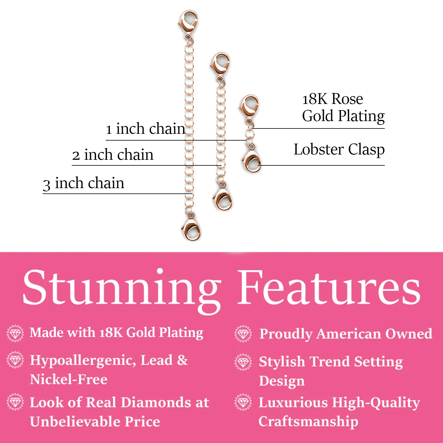 18k White Gold Plated Necklace Extenders - Image 28