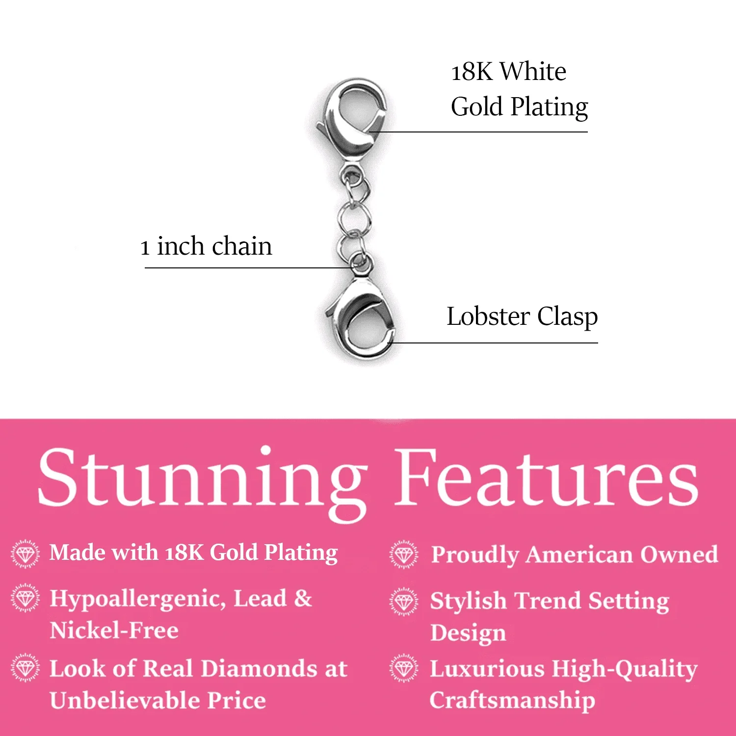 18k White Gold Plated Necklace Extenders - Image 8