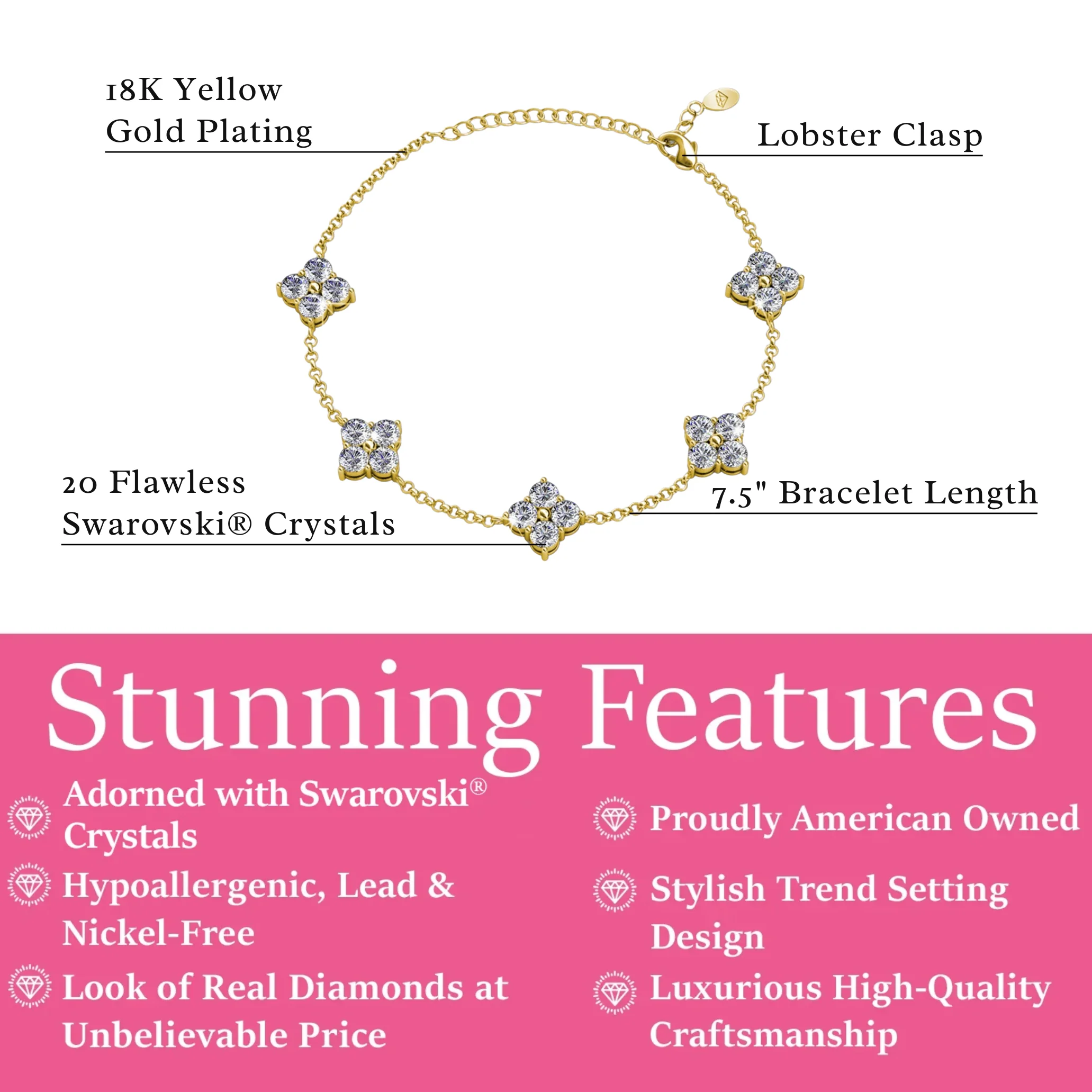 Adeline 18k White Gold Plated Station Bracelet with Swarovski Crystals - Image 11