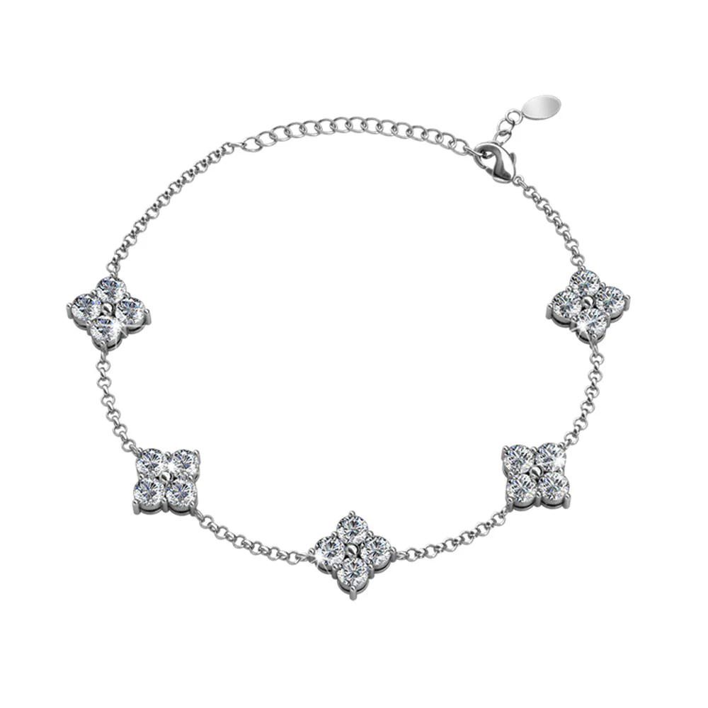 Adeline 18k White Gold Plated Station Bracelet with Swarovski Crystals - Image 8