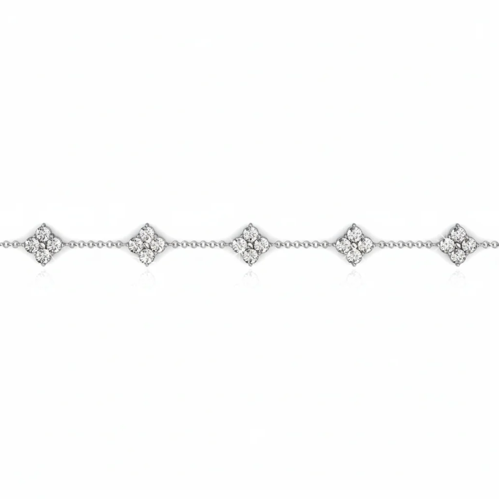 Adeline 18k White Gold Plated Station Bracelet with Swarovski Crystals - Image 9