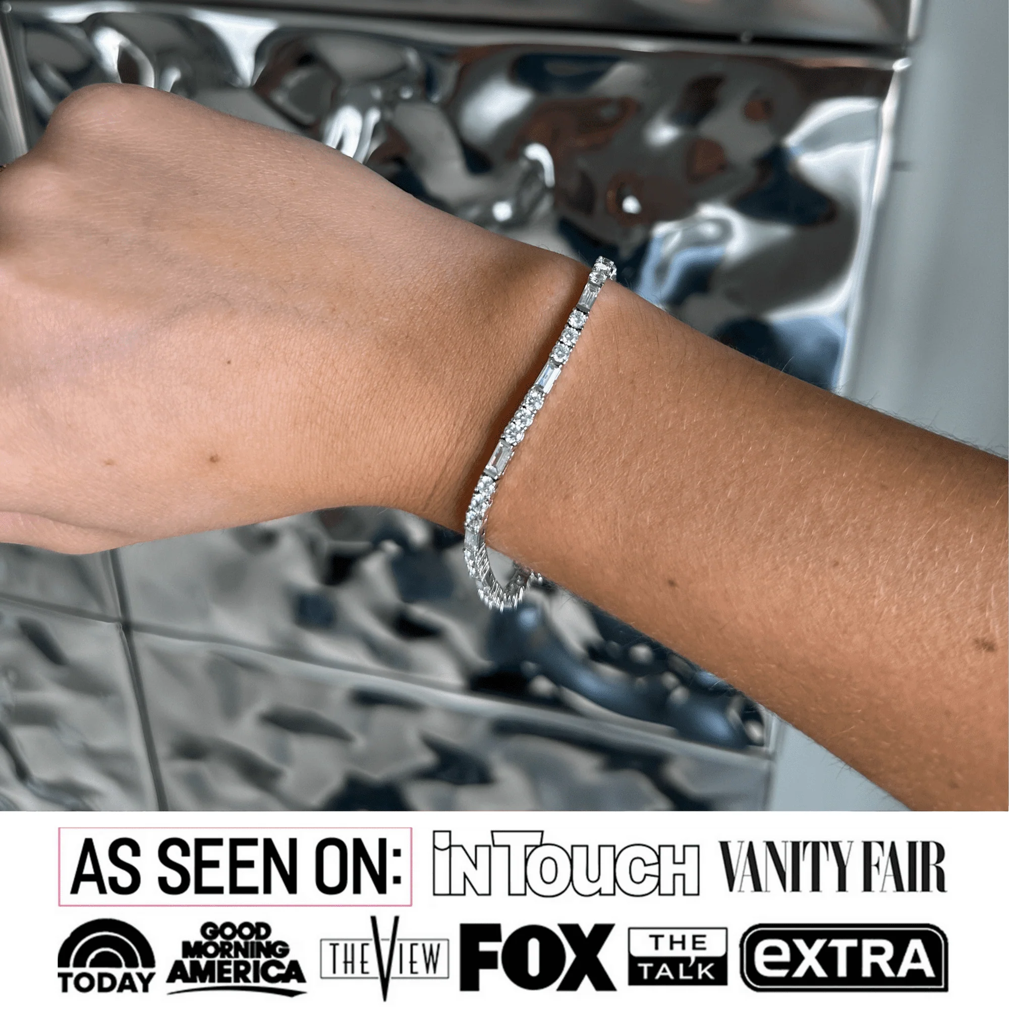 Adrianna 18k White Gold Plated Tennis Bracelet with Swarovski Crystals - Image 2