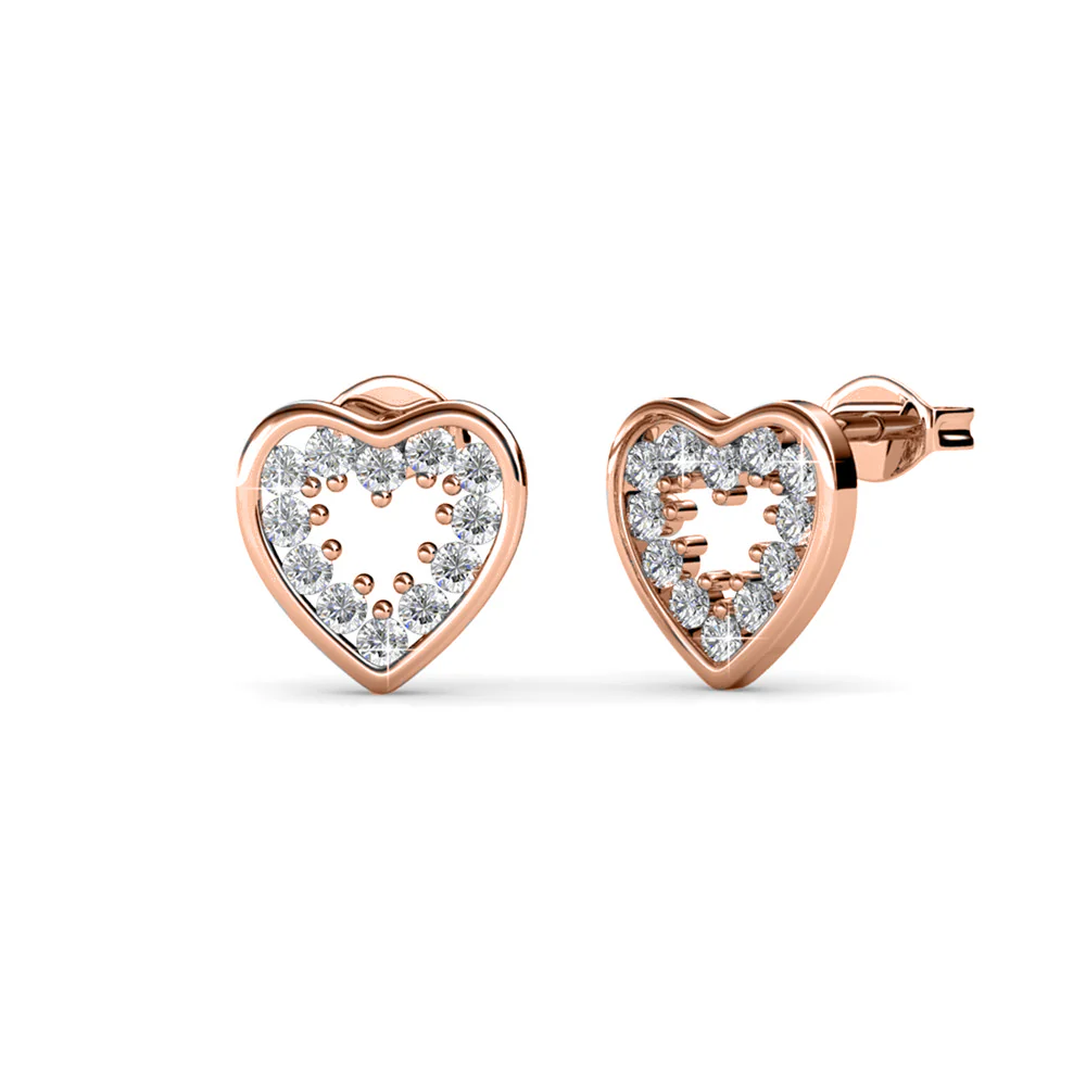 Ainsley 18k White Gold Plated Heart Earrings with Swarovski Crystals - Image 11