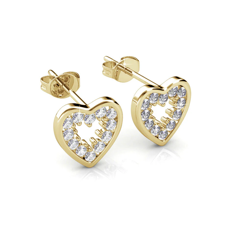 Ainsley 18k White Gold Plated Heart Earrings with Swarovski Crystals - Image 8