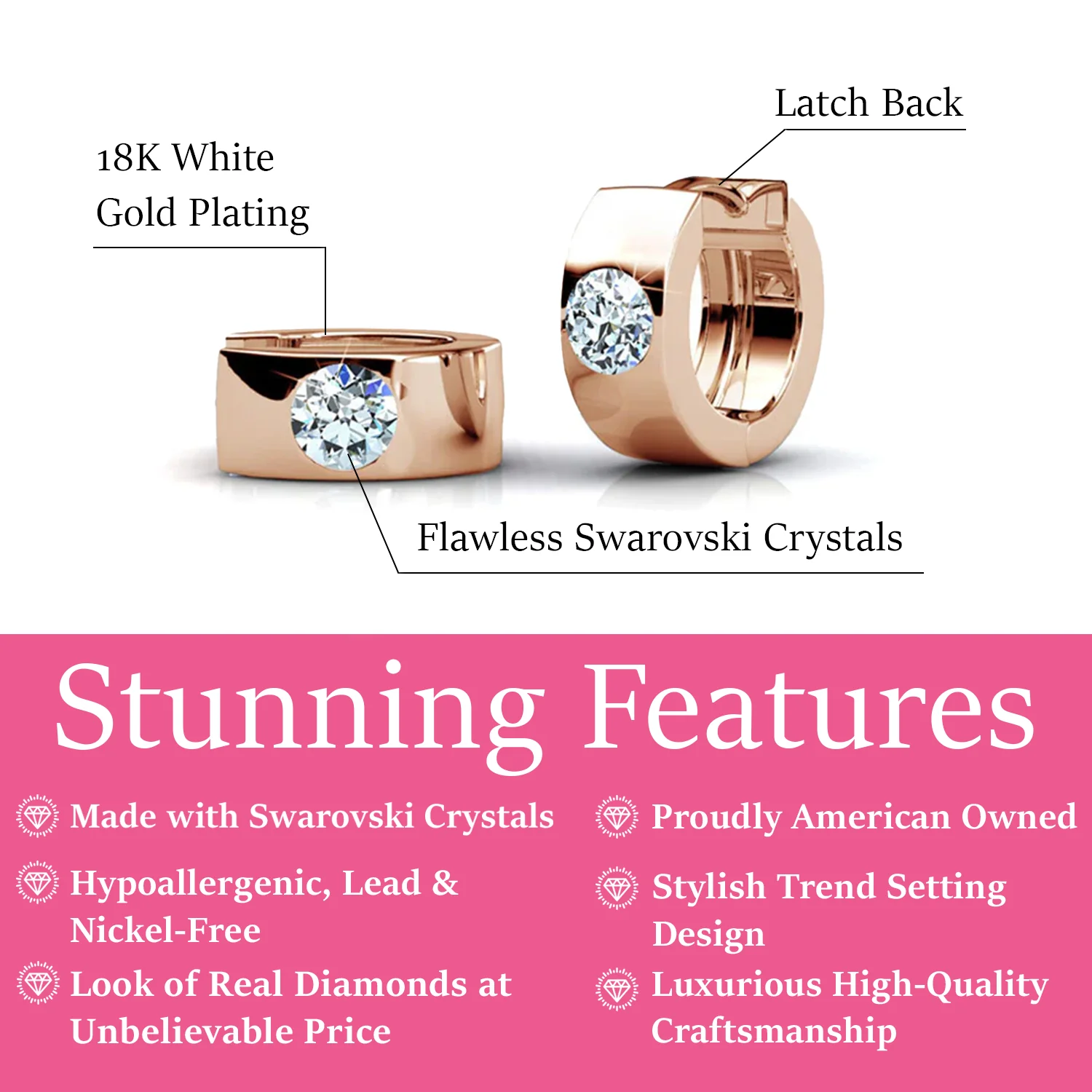 Alana 18k White Gold Plated 14mm Small Hoop Earrings with Swarovski Crystals — Final Sale - Image 10