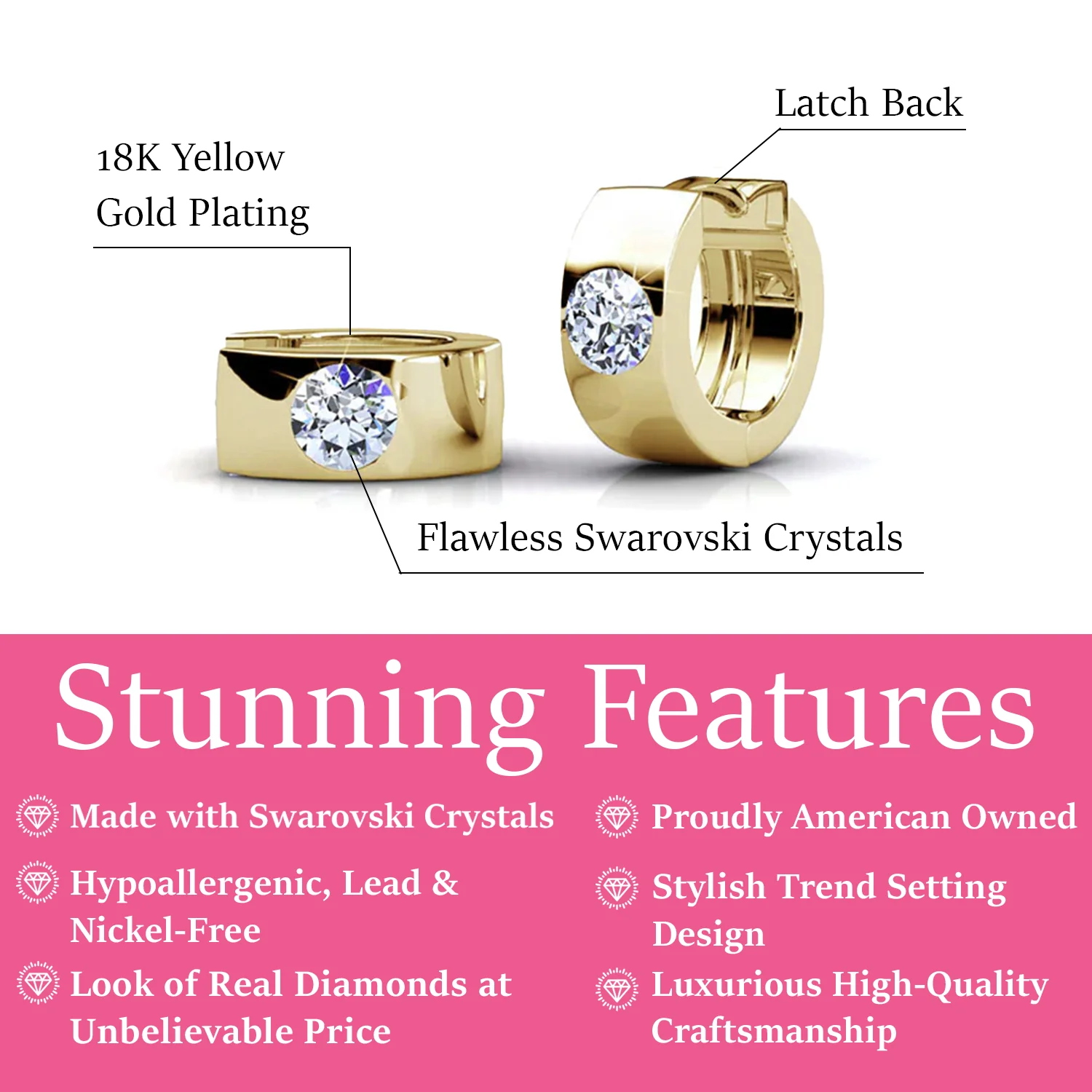 Alana 18k White Gold Plated 14mm Small Hoop Earrings with Swarovski Crystals — Final Sale - Image 8
