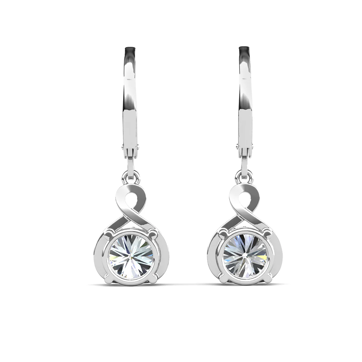 Alessandra 18k White Gold Plated Infinity Drop Earrings with Simulated Diamond Crystals - Image 10