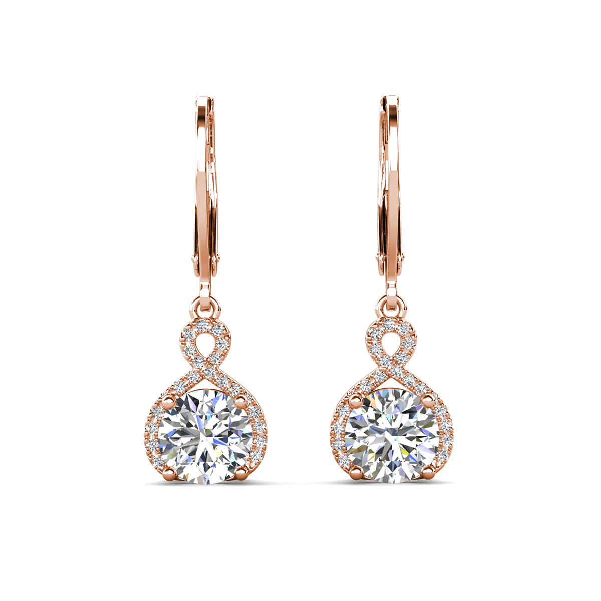 Alessandra 18k White Gold Plated Infinity Drop Earrings with Simulated Diamond Crystals - Image 11
