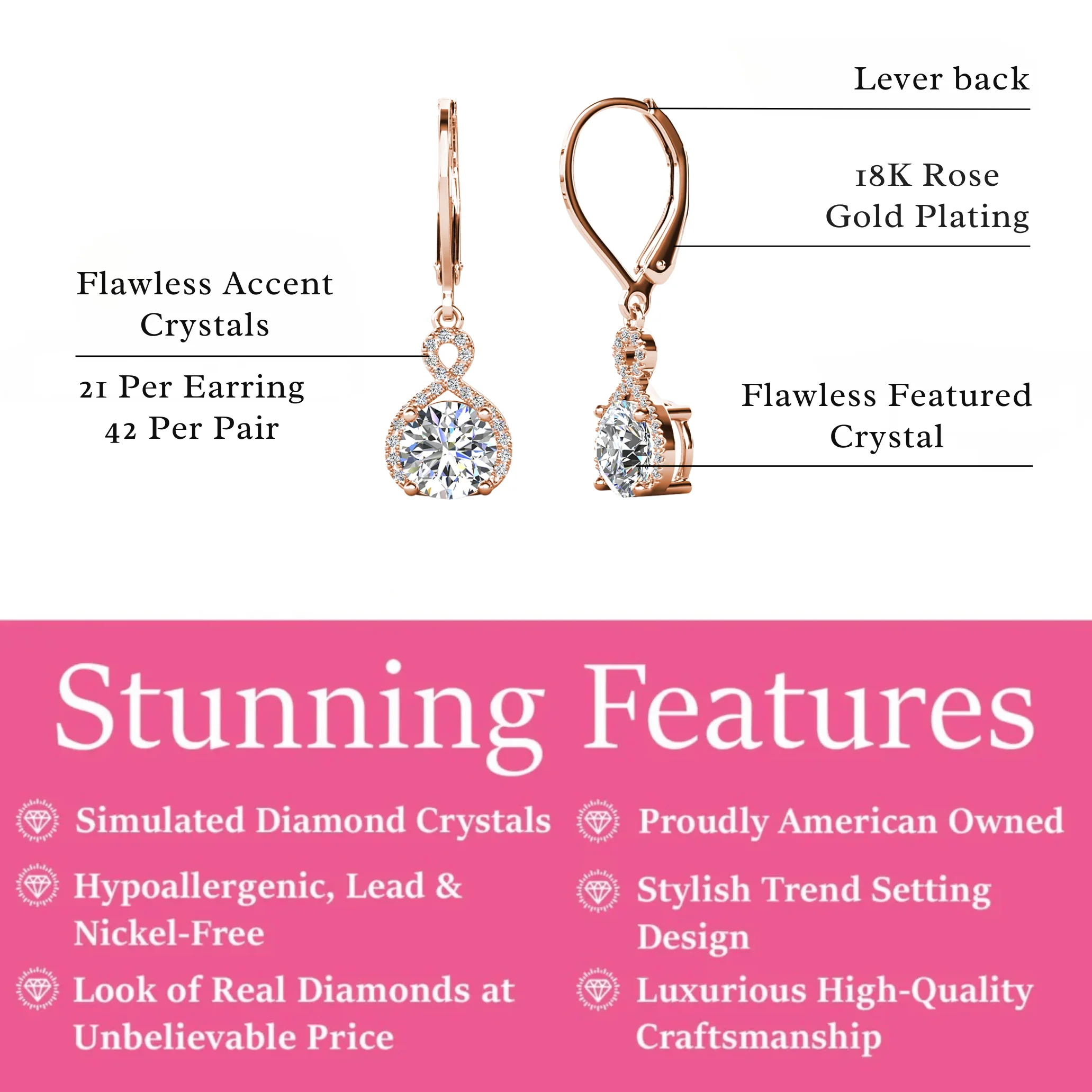 Alessandra 18k White Gold Plated Infinity Drop Earrings with Simulated Diamond Crystals - Image 12