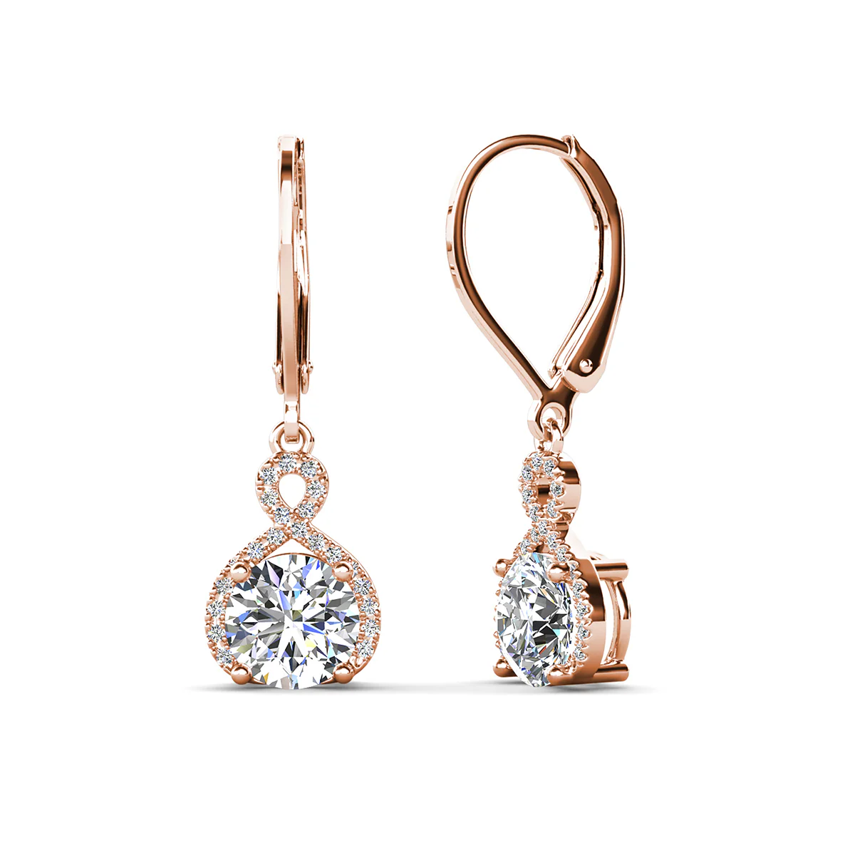Alessandra 18k White Gold Plated Infinity Drop Earrings with Simulated Diamond Crystals - Image 13