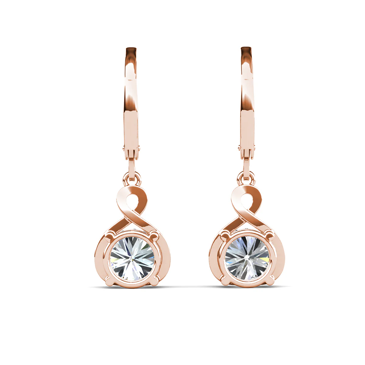 Alessandra 18k White Gold Plated Infinity Drop Earrings with Simulated Diamond Crystals - Image 14