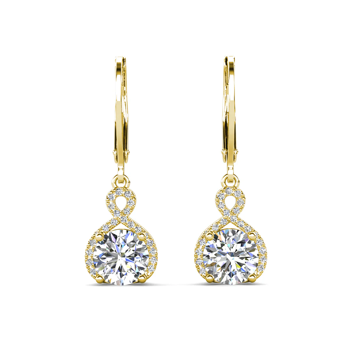 Alessandra 18k White Gold Plated Infinity Drop Earrings with Simulated Diamond Crystals - Image 16