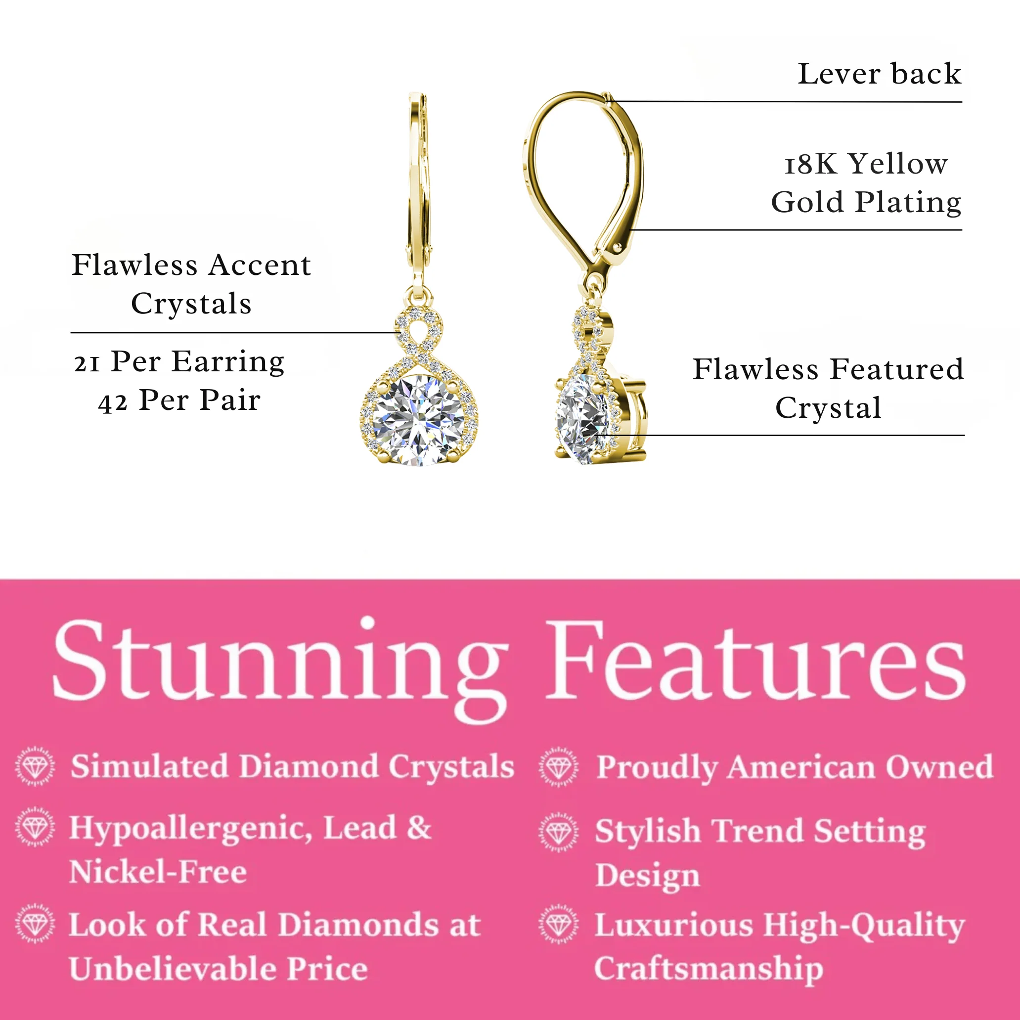 Alessandra 18k White Gold Plated Infinity Drop Earrings with Simulated Diamond Crystals - Image 17