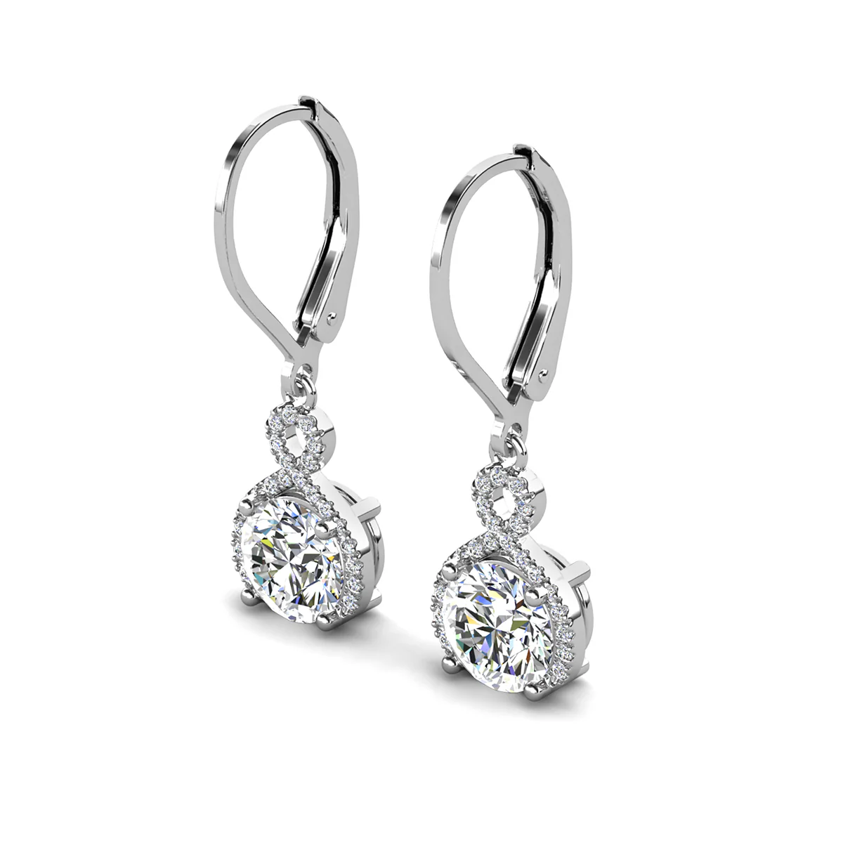 Alessandra 18k White Gold Plated Infinity Drop Earrings with Simulated Diamond Crystals - Image 9