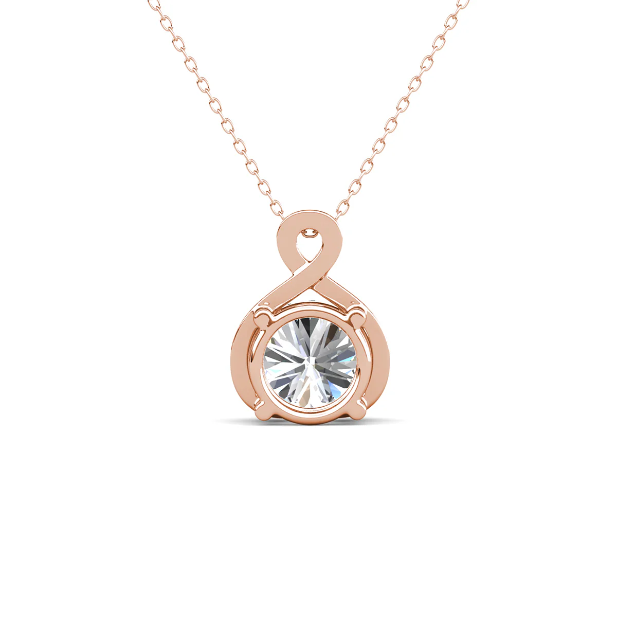 Alessandra 18k White Gold Plated Infinity Halo Pendant Necklace with Simulated Diamond Crystals - Image 17