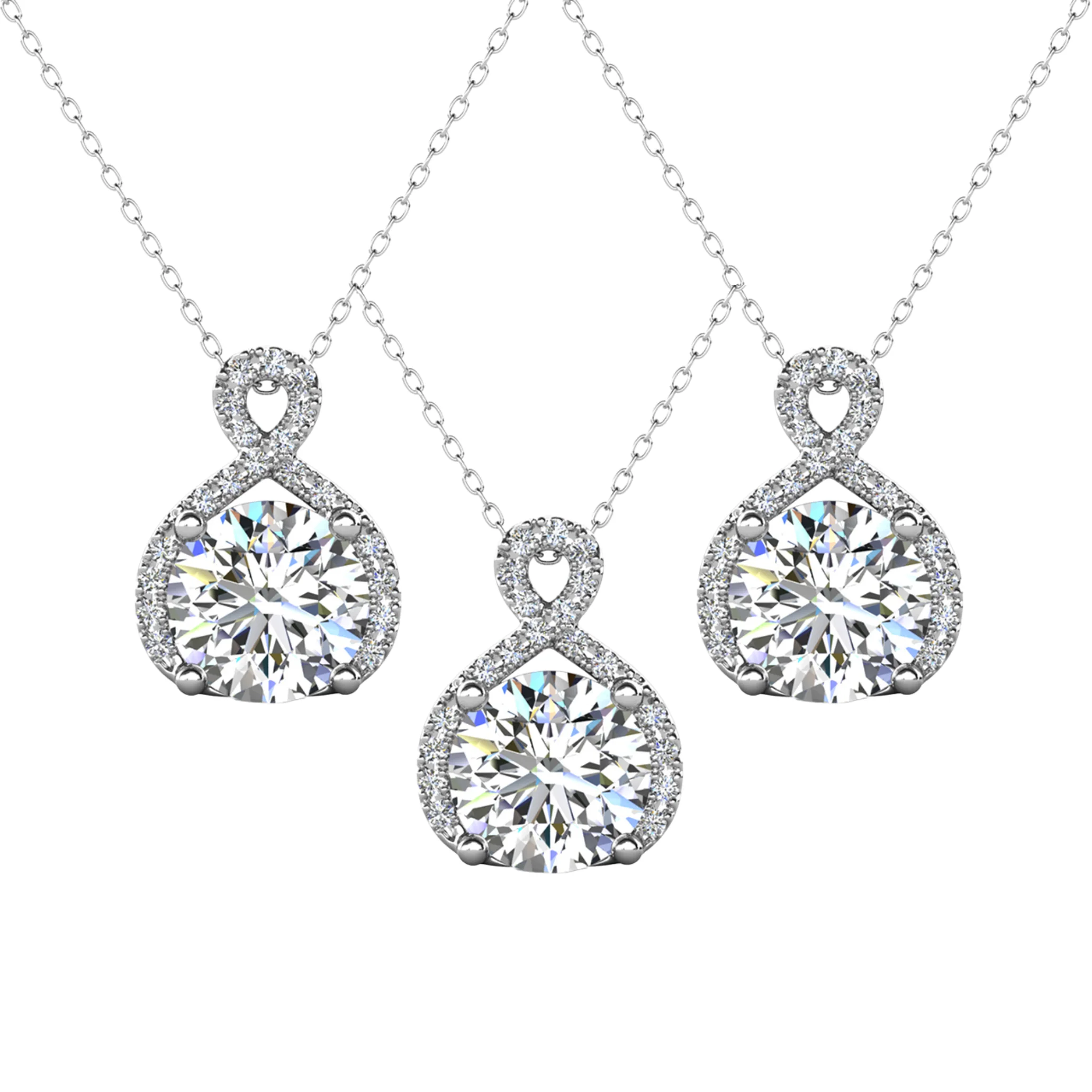 Alessandra 18k White Gold Plated Infinity Halo Pendant Necklace with Simulated Diamond Crystals - Image 18