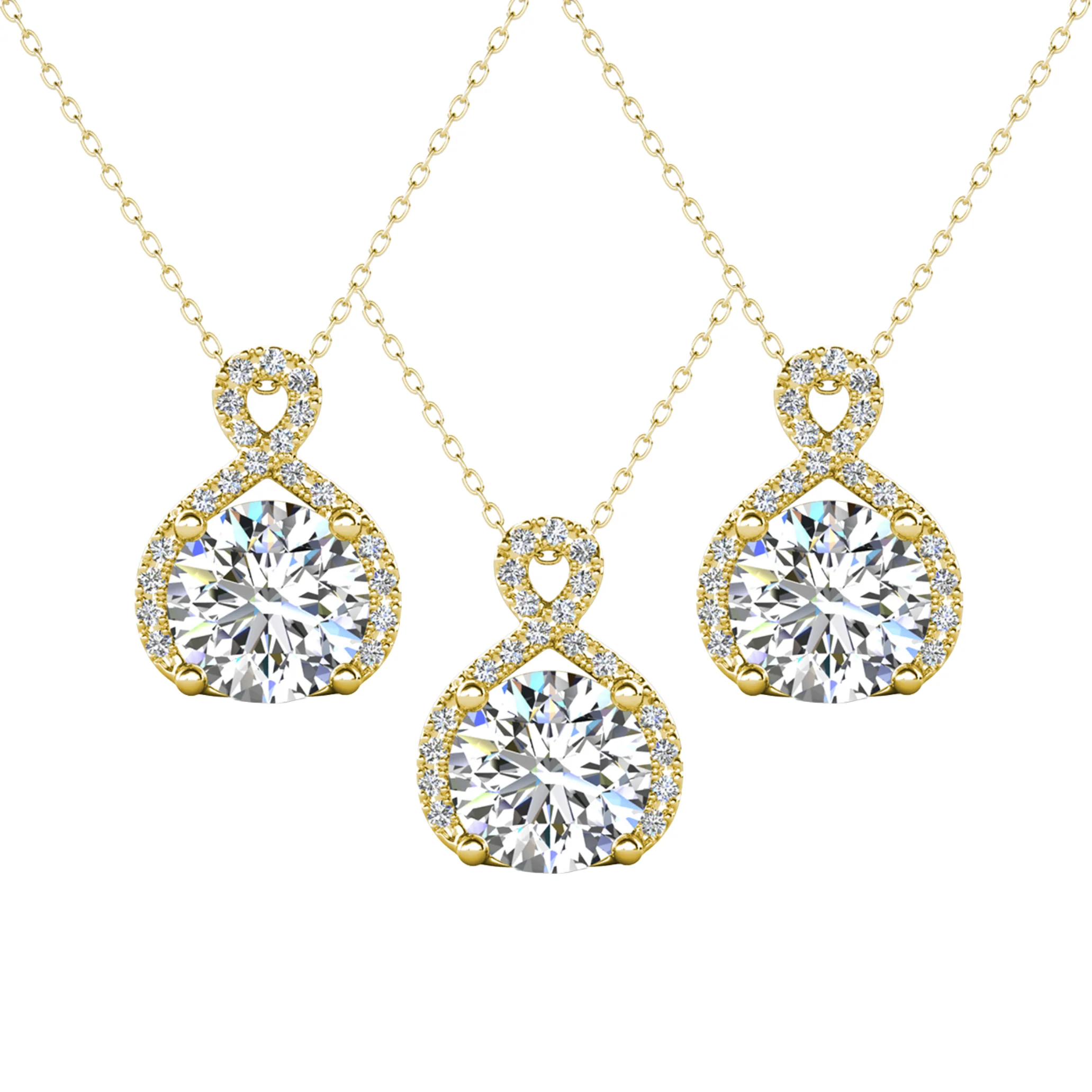 Alessandra 18k White Gold Plated Infinity Halo Pendant Necklace with Simulated Diamond Crystals - Image 19