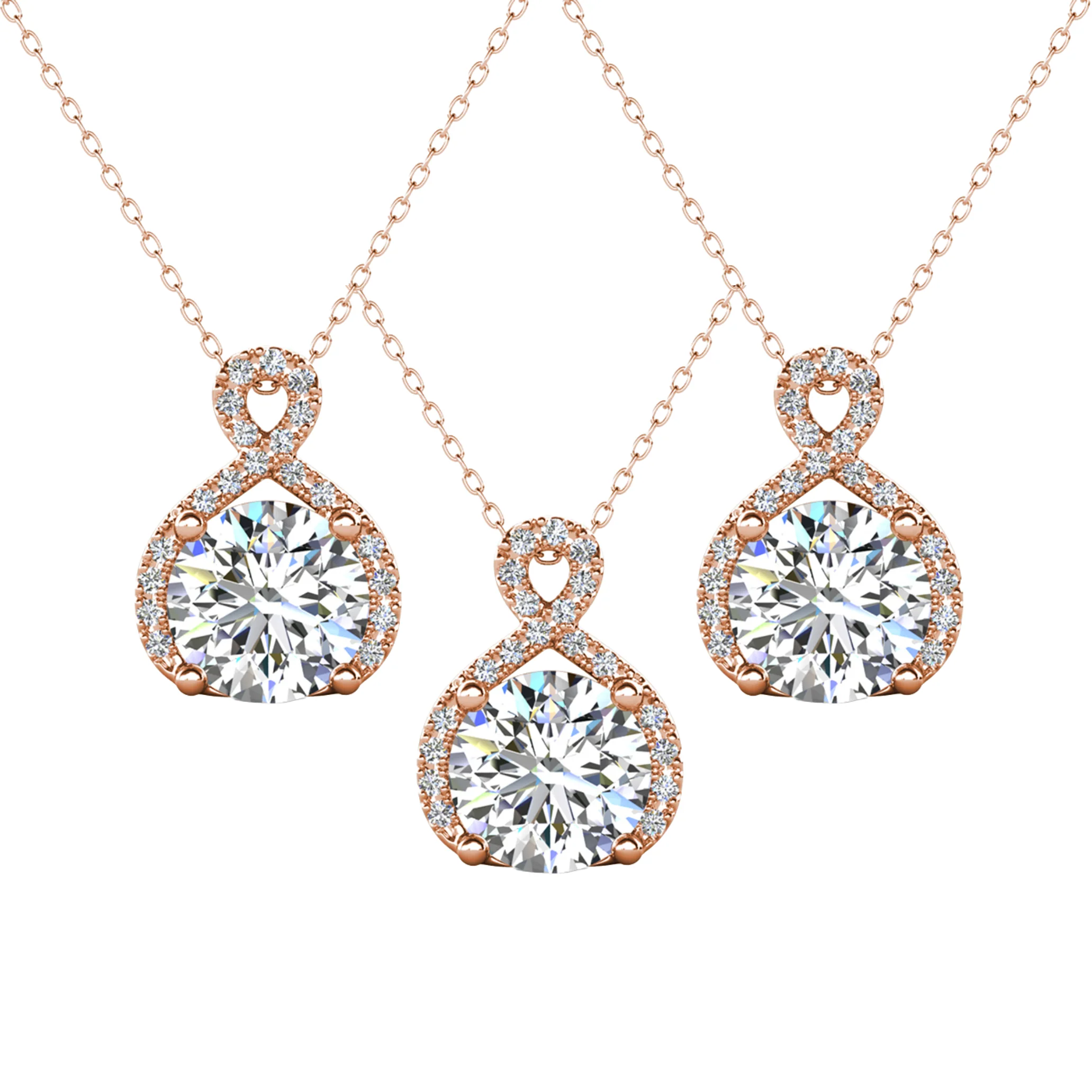 Alessandra 18k White Gold Plated Infinity Halo Pendant Necklace with Simulated Diamond Crystals - Image 20
