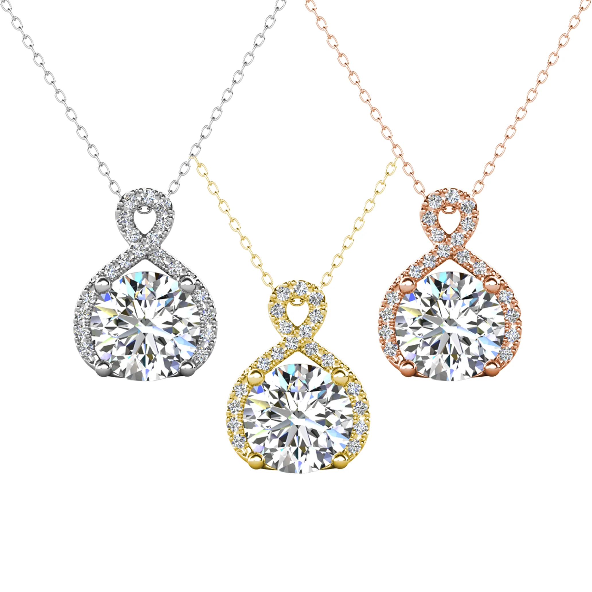 Alessandra 18k White Gold Plated Infinity Halo Pendant Necklace with Simulated Diamond Crystals - Image 21