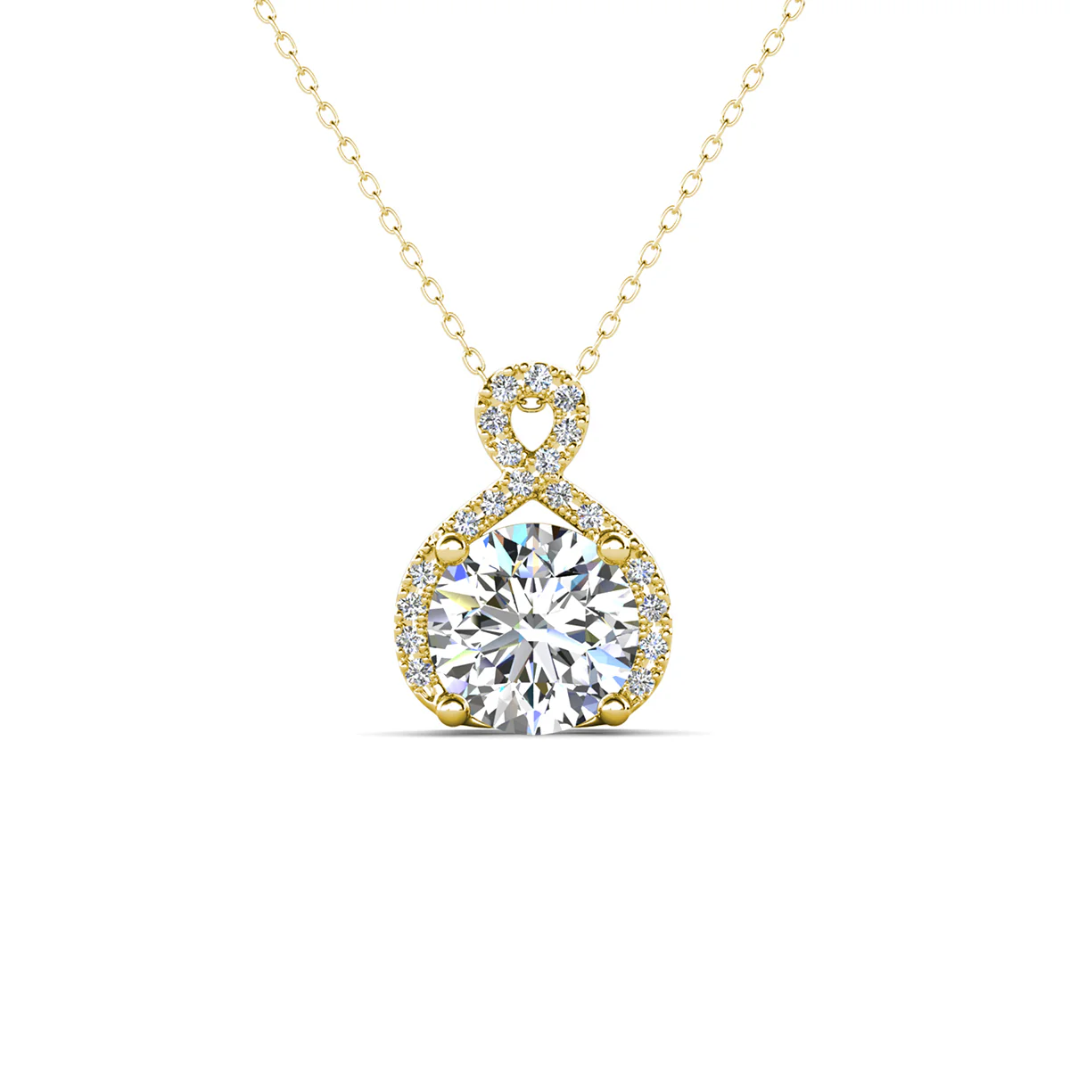 Alessandra 18k White Gold Plated Infinity Halo Pendant Necklace with Simulated Diamond Crystals (3 Pair Set) - Image 13