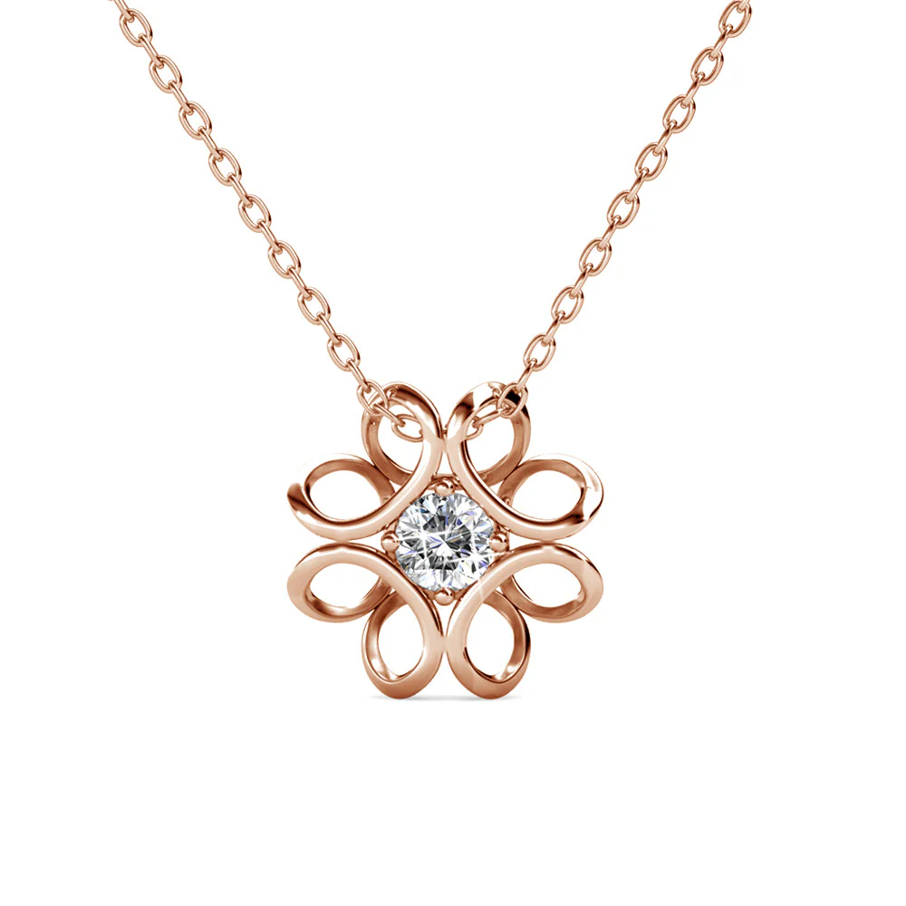 Alexis 18k White Gold Plated Flower Earring and Necklace Set with Swarovski Crystals - Image 15