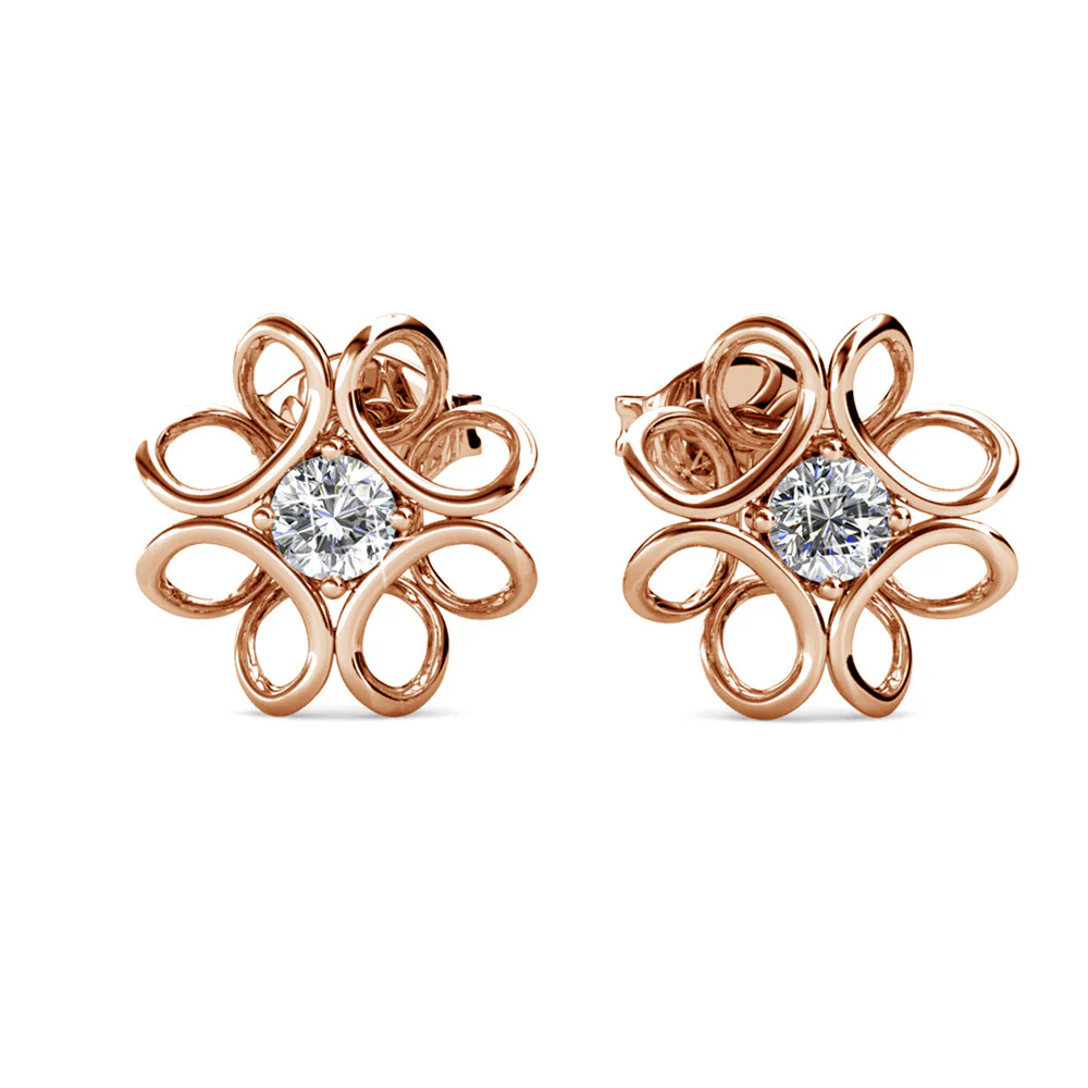 Alexis 18k White Gold Plated Flower Earring and Necklace Set with Swarovski Crystals - Image 16