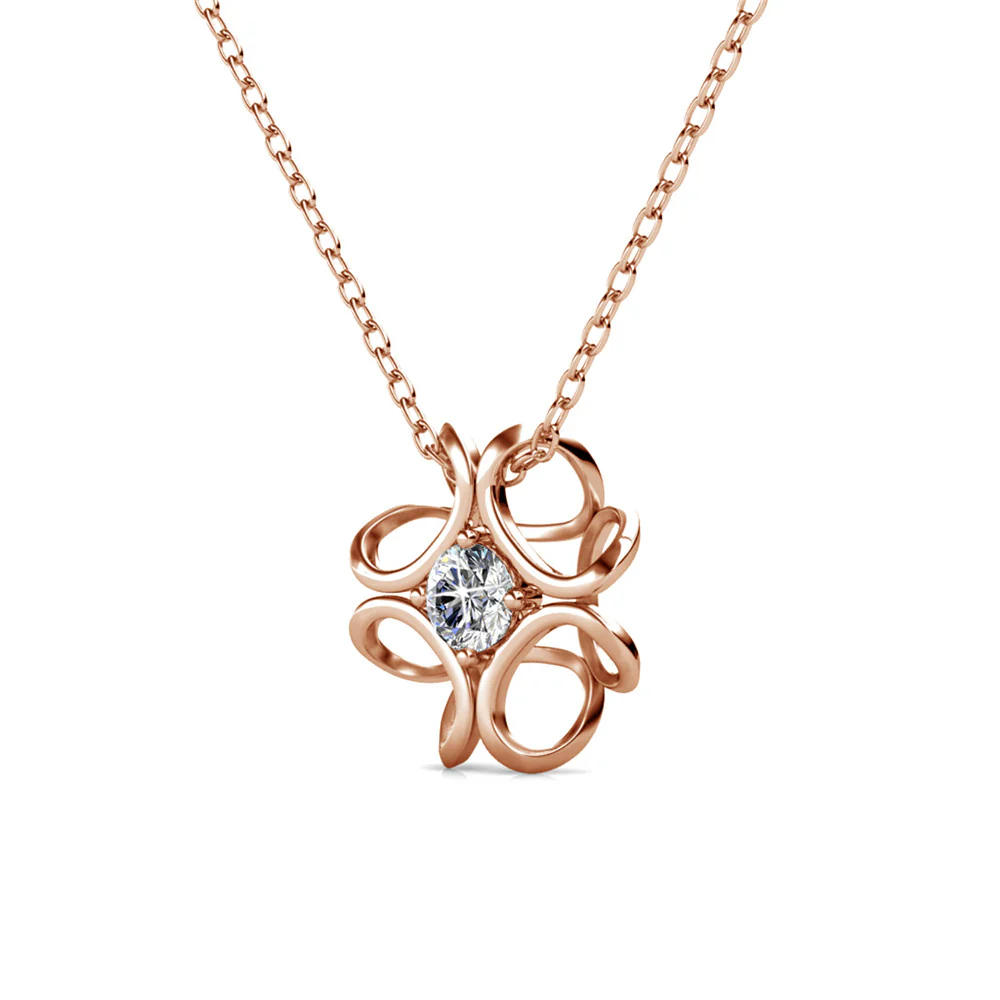 Alexis 18k White Gold Plated Flower Pendant Necklace with Swarovski Crystal - Image 14