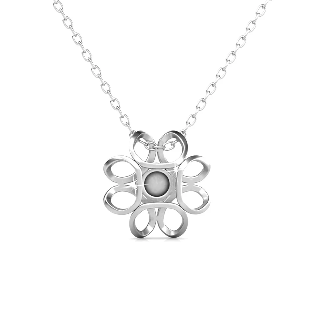Alexis 18k White Gold Plated Flower Pendant Necklace with Swarovski Crystal - Image 7