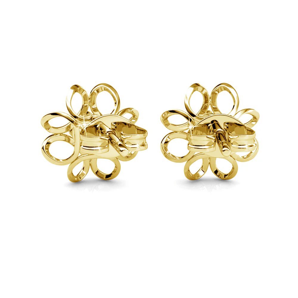 Alexis 18k White Gold Plated Flower Stud Earrings with Swarovski Crystals - Image 12