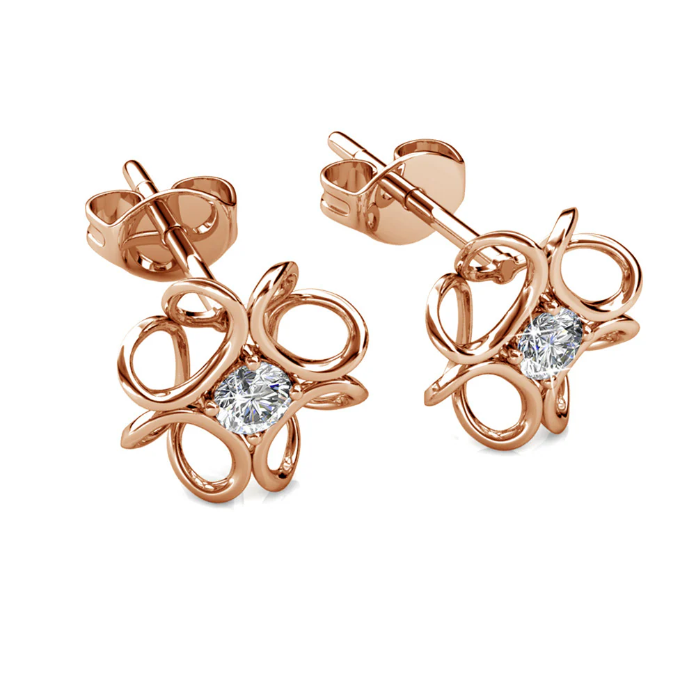 Alexis 18k White Gold Plated Flower Stud Earrings with Swarovski Crystals - Image 16