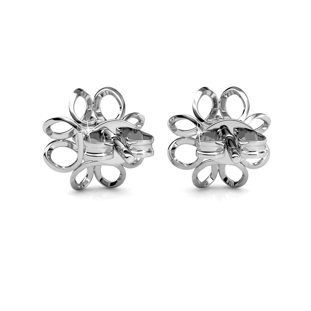 Alexis 18k White Gold Plated Flower Stud Earrings with Swarovski Crystals - Image 8