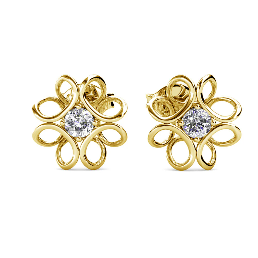 Alexis 18k White Gold Plated Flower Stud Earrings with Swarovski Crystals - Image 9