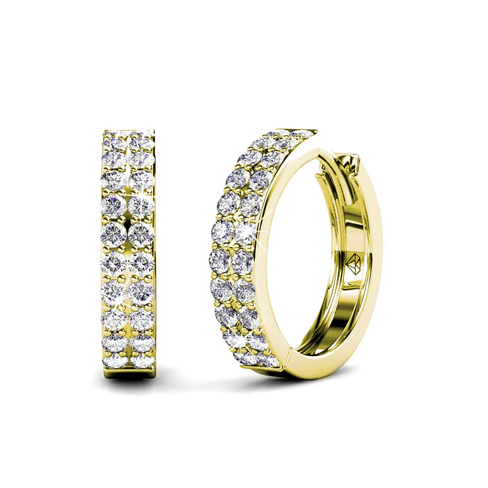 Alice 18k White Gold Plated 17mm Hoop Earrings with Swarovski Crystals - Image 10