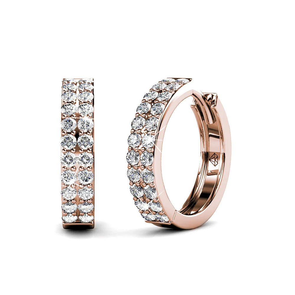 Alice 18k White Gold Plated 17mm Hoop Earrings with Swarovski Crystals - Image 14