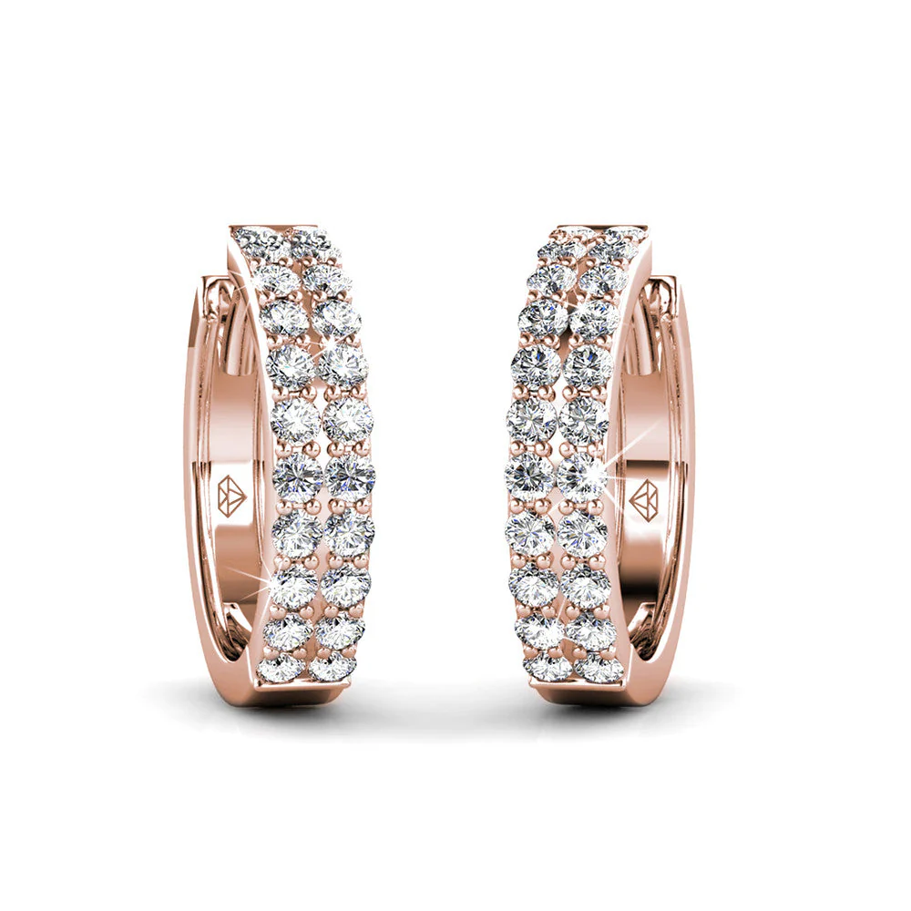 Alice 18k White Gold Plated 17mm Hoop Earrings with Swarovski Crystals - Image 16