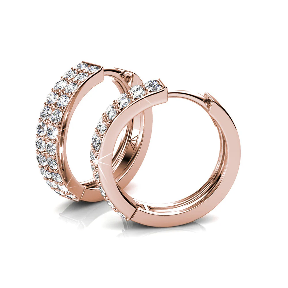Alice 18k White Gold Plated 17mm Hoop Earrings with Swarovski Crystals - Image 17