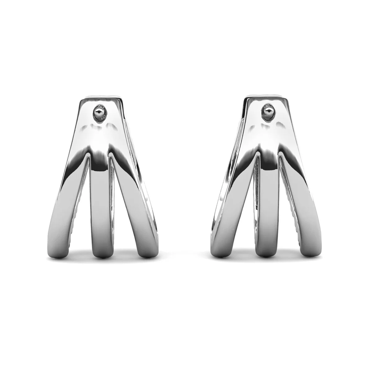 Aliyah 18k White Gold Plated 14mm Hoop Earrings with Simulated Diamond Crystals - Image 10