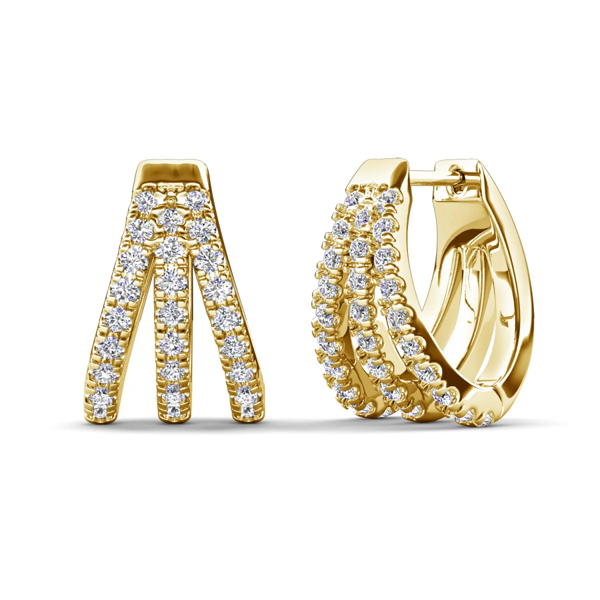 Aliyah 18k White Gold Plated 14mm Hoop Earrings with Simulated Diamond Crystals - Image 11