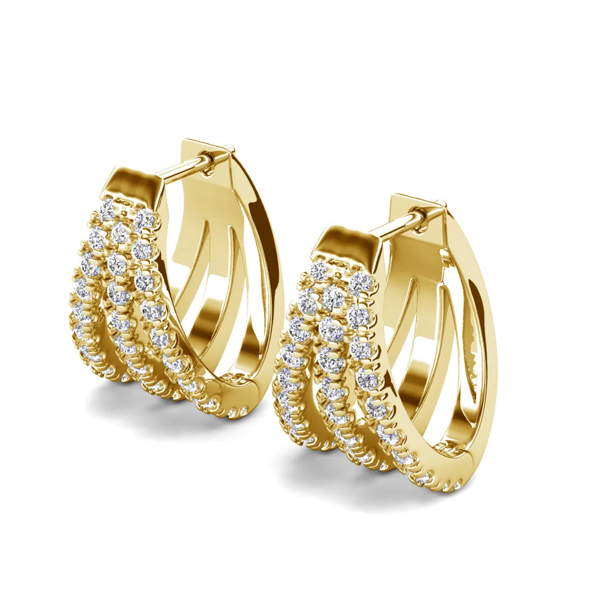 Aliyah 18k White Gold Plated 14mm Hoop Earrings with Simulated Diamond Crystals - Image 13