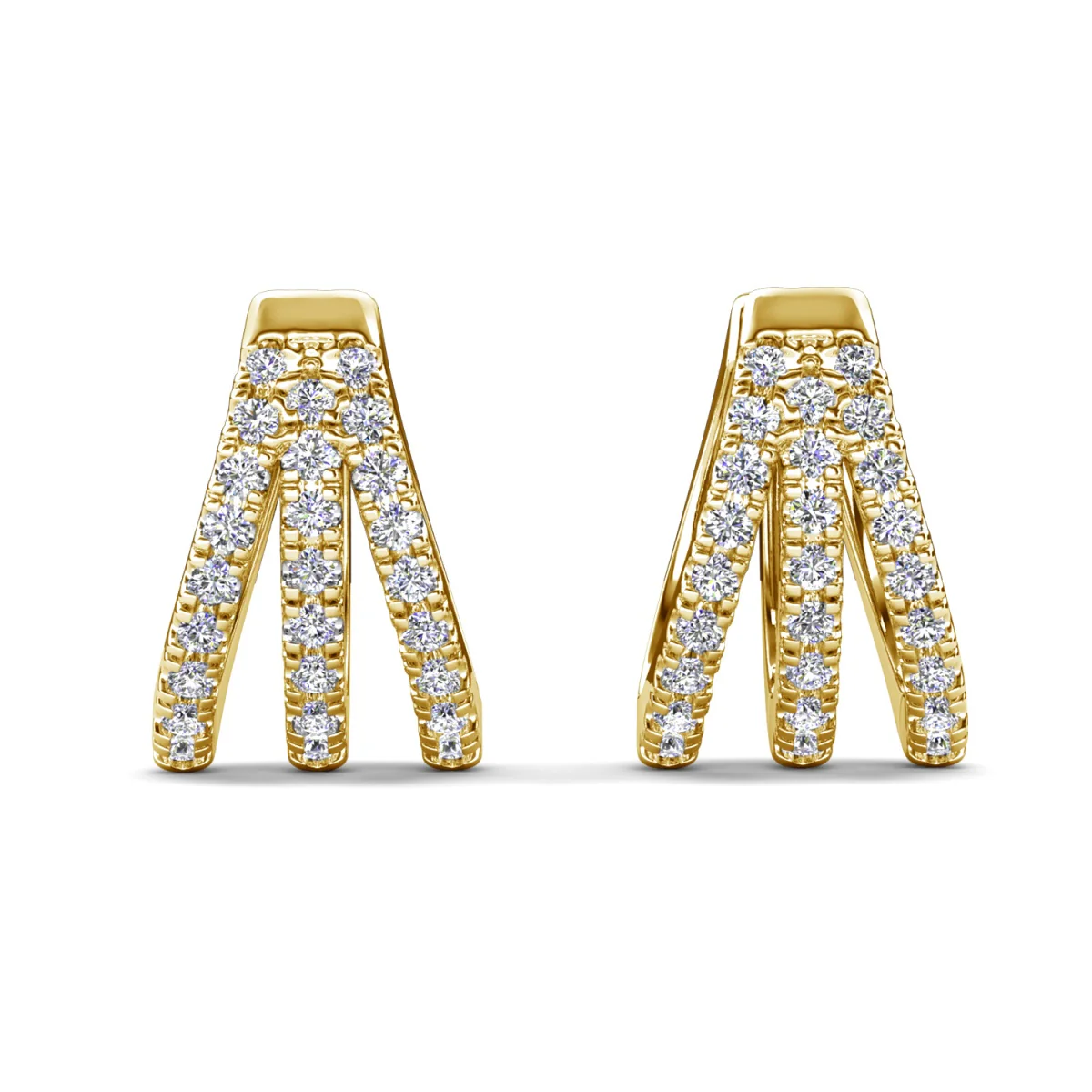 Aliyah 18k White Gold Plated 14mm Hoop Earrings with Simulated Diamond Crystals - Image 14