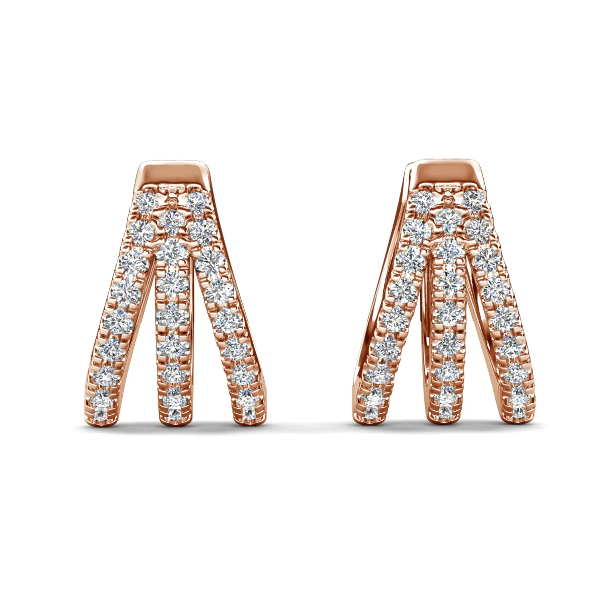 Aliyah 18k White Gold Plated 14mm Hoop Earrings with Simulated Diamond Crystals - Image 19