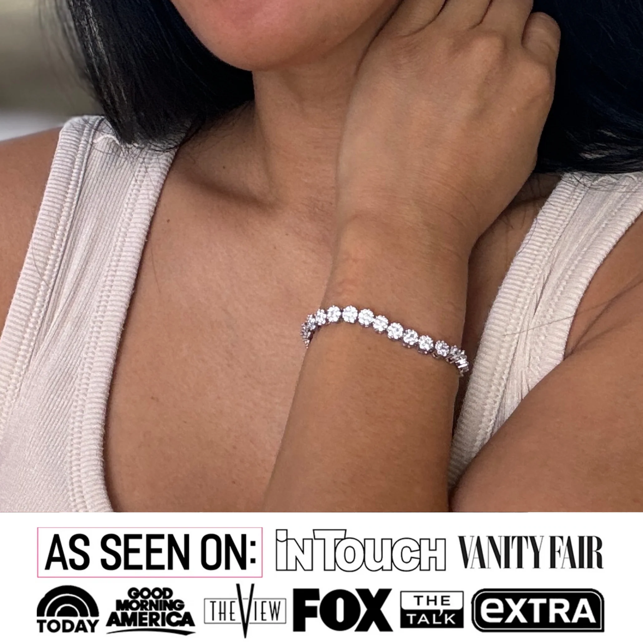 Ally 18k White Gold Plated Tennis Bracelet with Simulated Diamond Crystals - Image 2